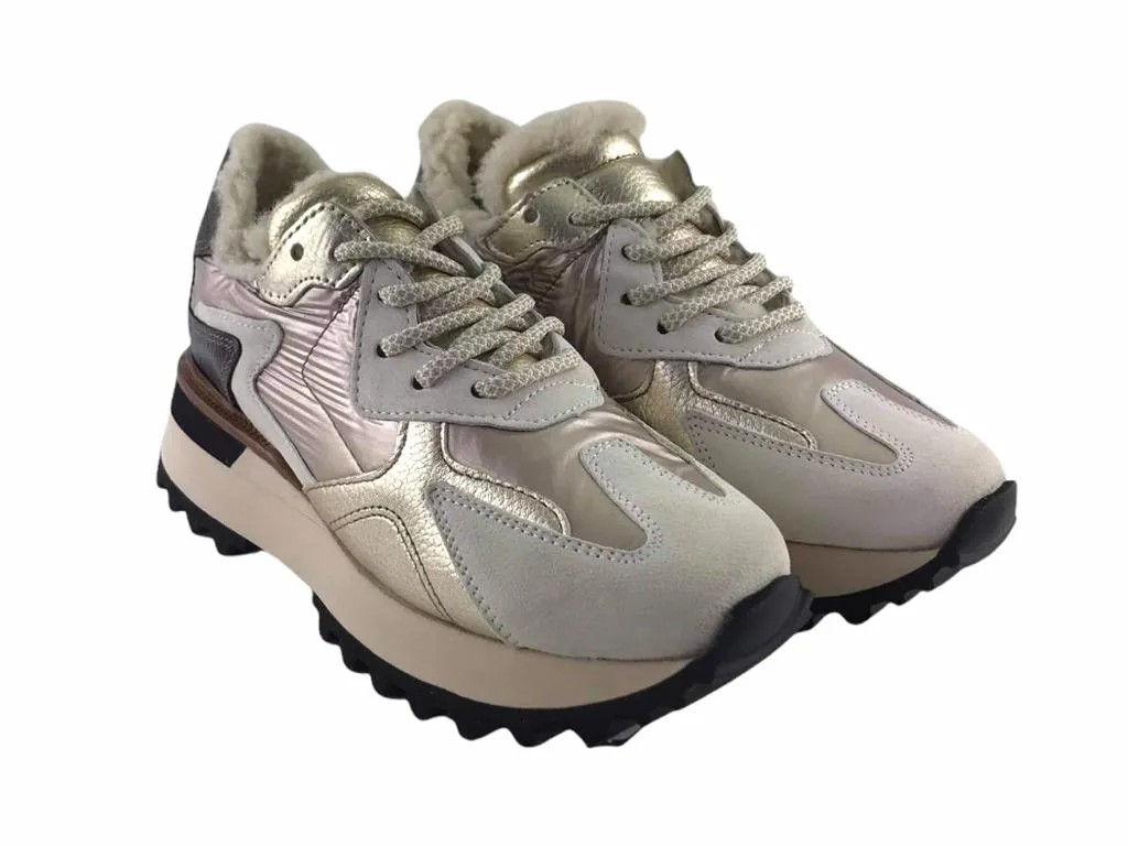 Alpe | Sneakers Ártico beige con cordones y borreguillo