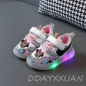 Animation Minnie Mickey Kids Glowing Sneakers Kids Shoes Boys Girls Luminous Lighted Sneakers Cartoon Boys Led Children Shoes