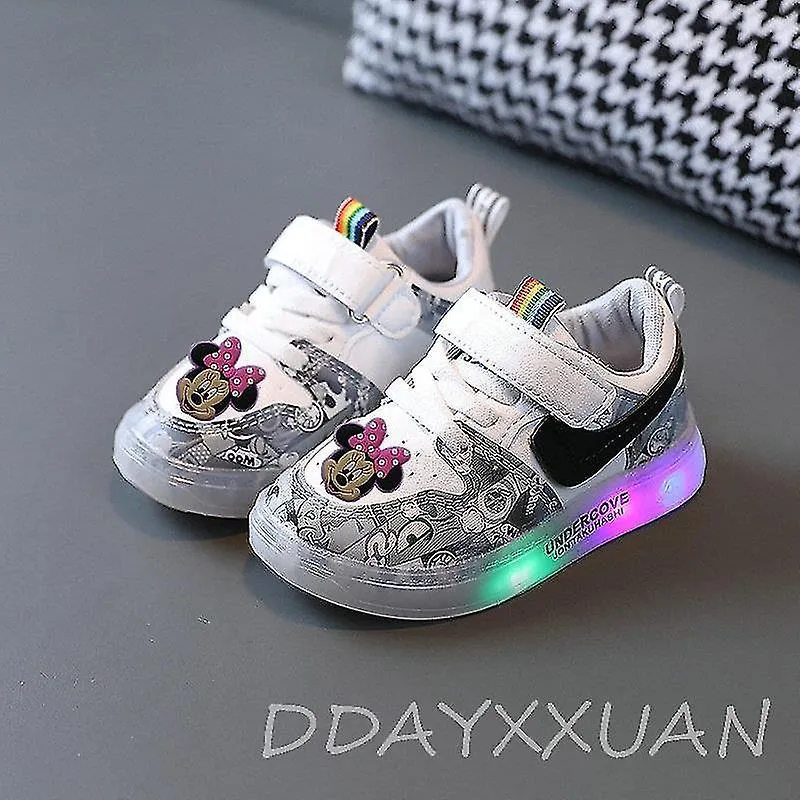 Animation Minnie Mickey Kids Glowing Sneakers Kids Shoes Boys Girls Luminous Lighted Sneakers Cartoon Boys Led Children Shoes