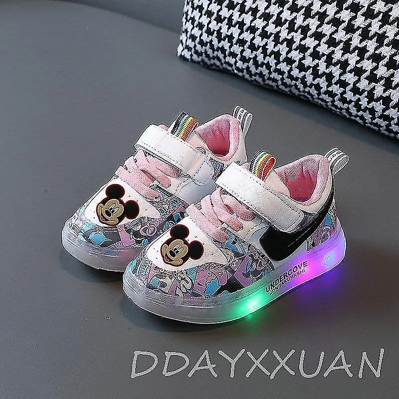 Animation Minnie Mickey Kids Glowing Sneakers Kids Shoes Boys Girls Luminous Lighted Sneakers Cartoon Boys Led Children Shoes