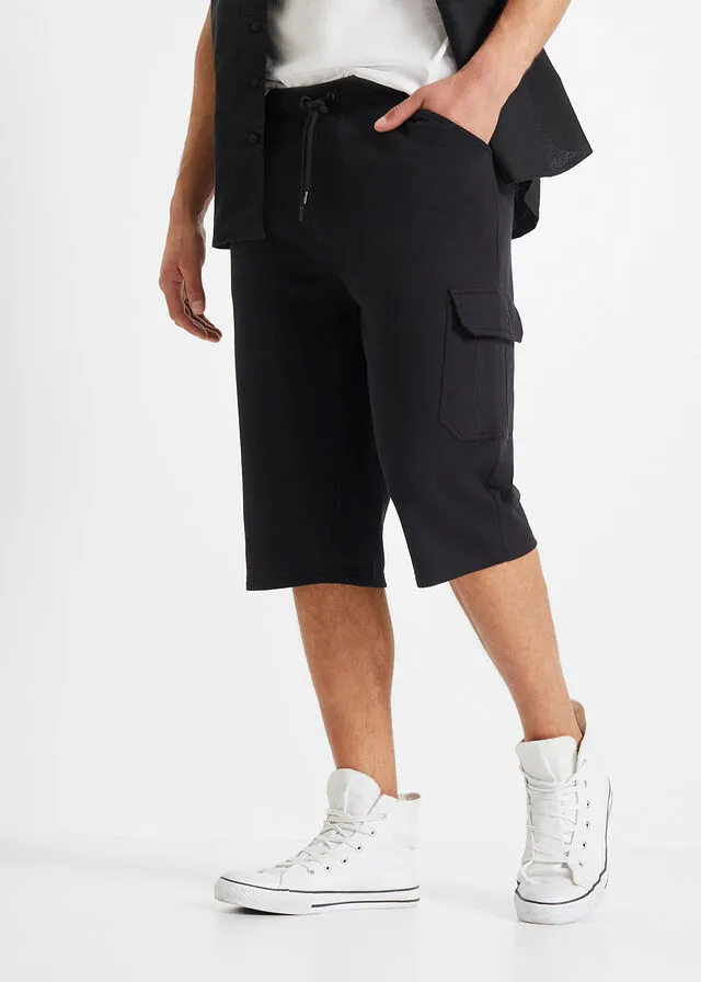 Bermudas de chándal largas, con bolsillos cargo, regular fit Negro