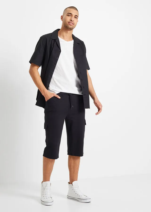 Bermudas de chándal largas, con bolsillos cargo, regular fit Negro