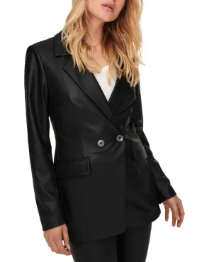 Blazer Only Papaya polipiel negro para mujer-NE