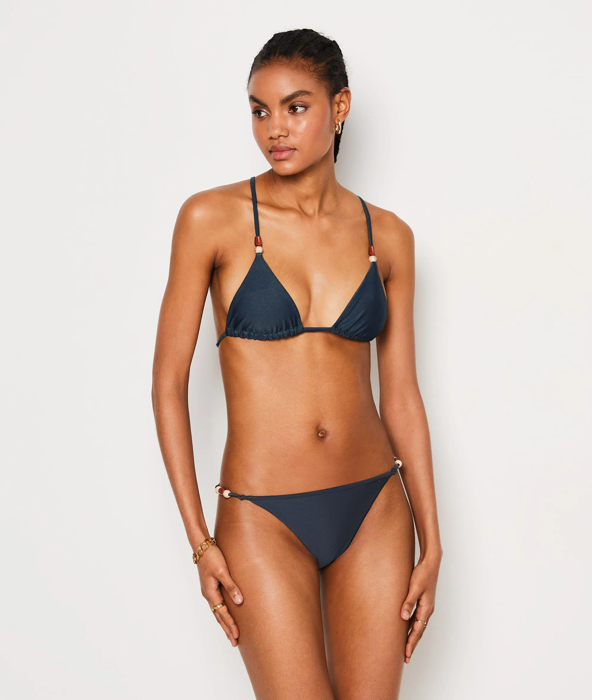 Braguita bikini satinada, tiras laterales SATURNA ANTHRACITE - ETAM