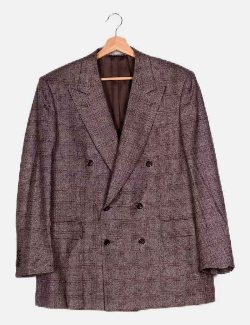 Canali Traje blazer y pantalón marrón cuadros