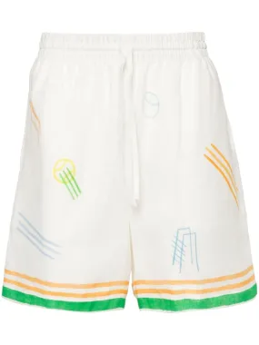 CASABLANCA PRINTED LINEN SHORTS