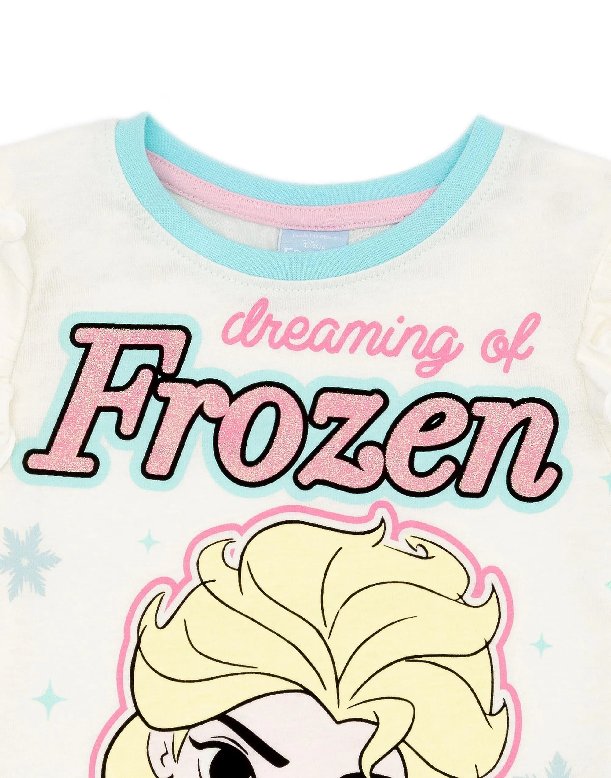 Disney x Frozen Girls Short Sleeve Short Leg Pyjama Set Multicoloured Top Front Frozen Print