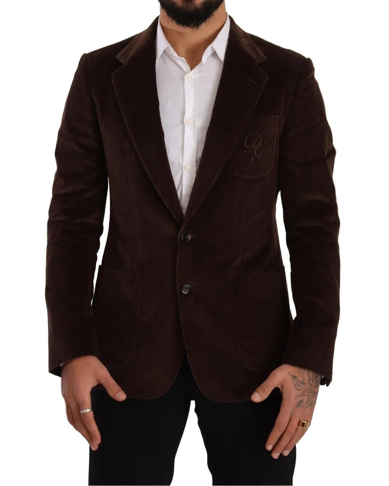 Dolce & Gabbana Slim Fit Corduroy Blazer with DG Logo