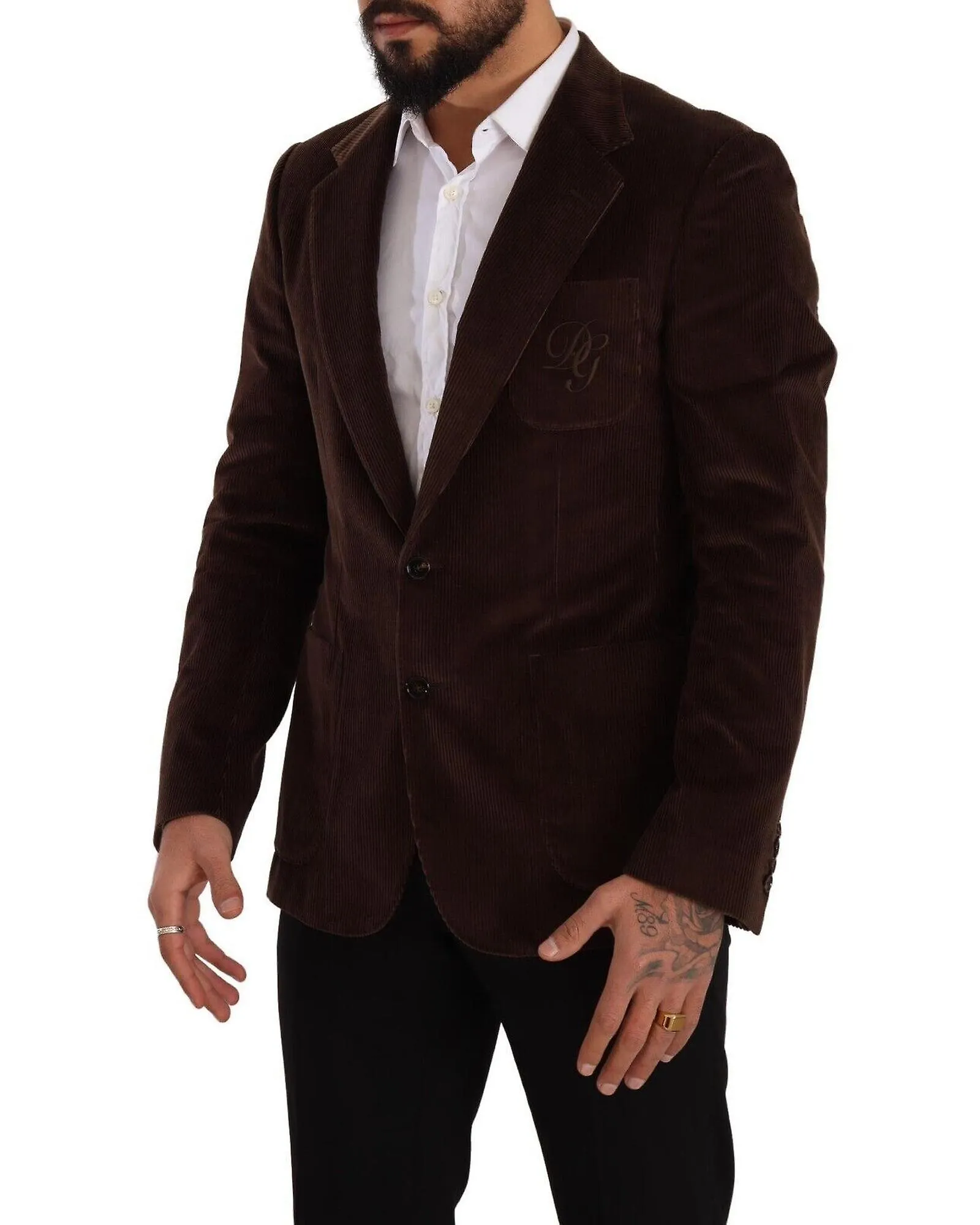 Dolce & Gabbana Slim Fit Corduroy Blazer with DG Logo