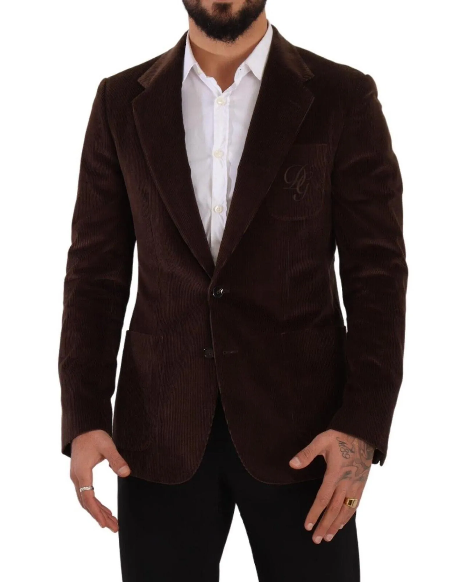 Dolce & Gabbana Slim Fit Corduroy Blazer with DG Logo