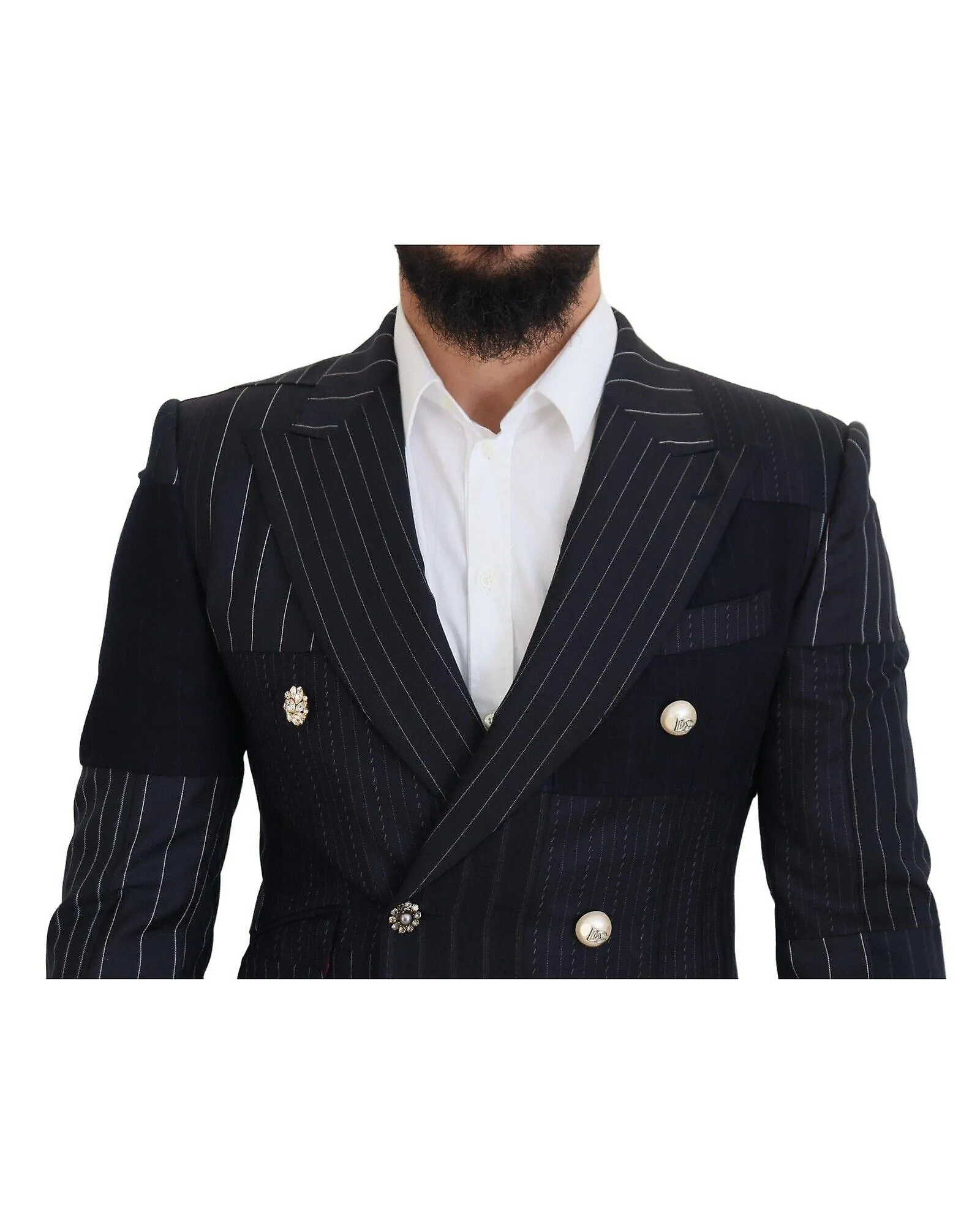 Dolce & Gabbana Wool Patchwork Double Breasted Blazer