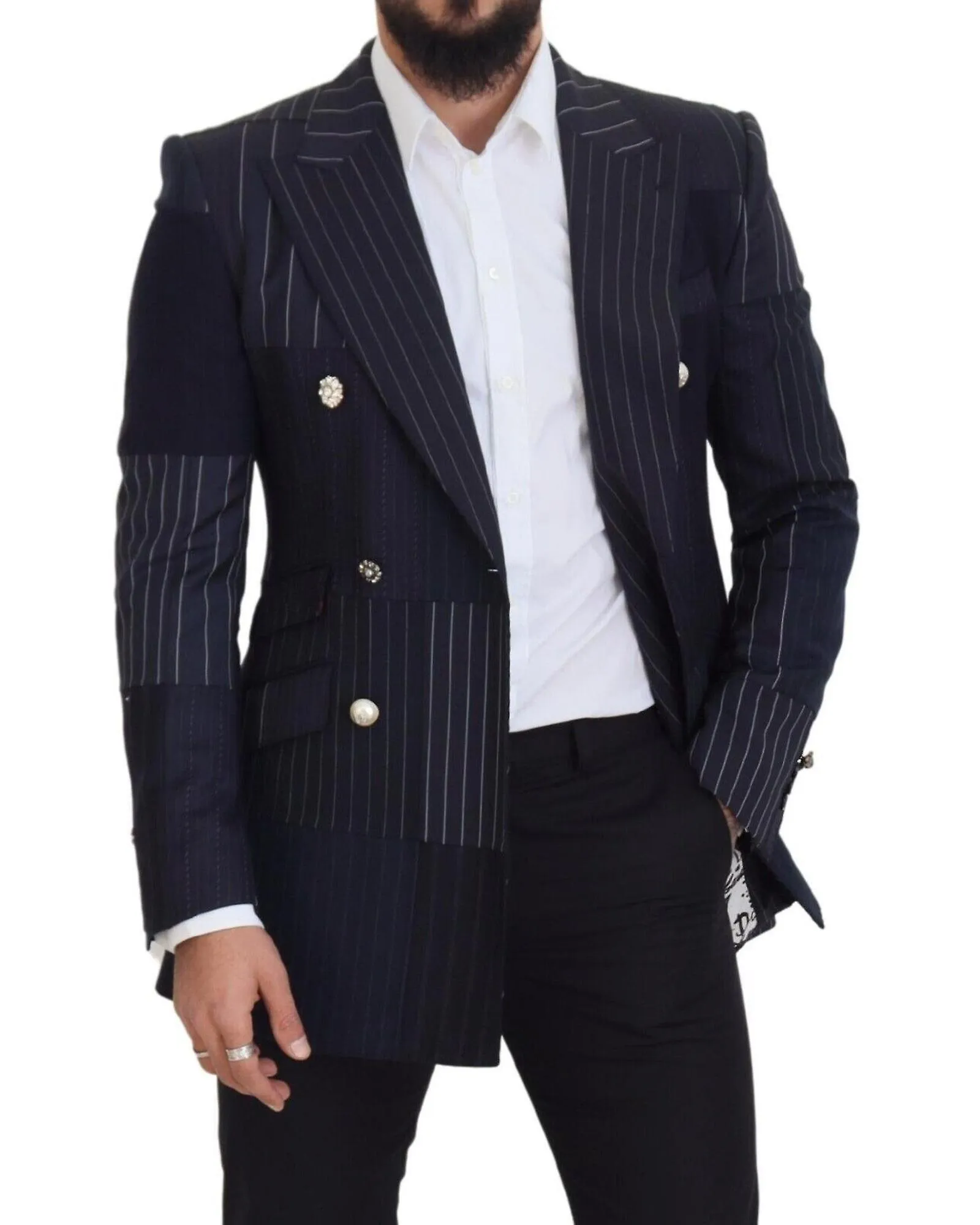 Dolce & Gabbana Wool Patchwork Double Breasted Blazer