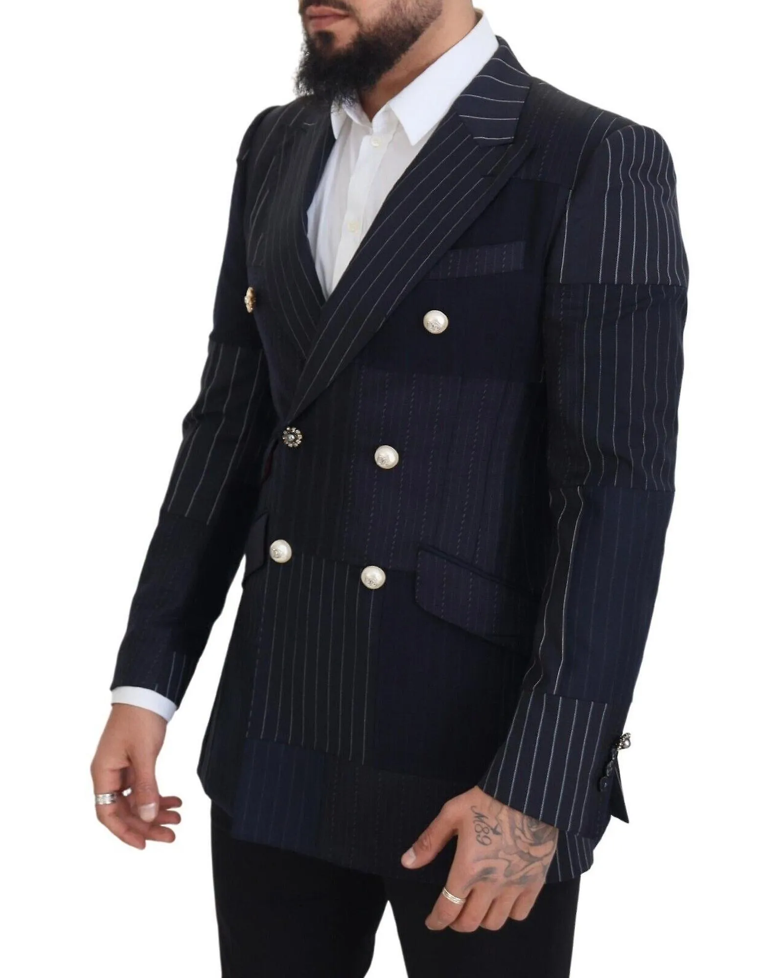 Dolce & Gabbana Wool Patchwork Double Breasted Blazer