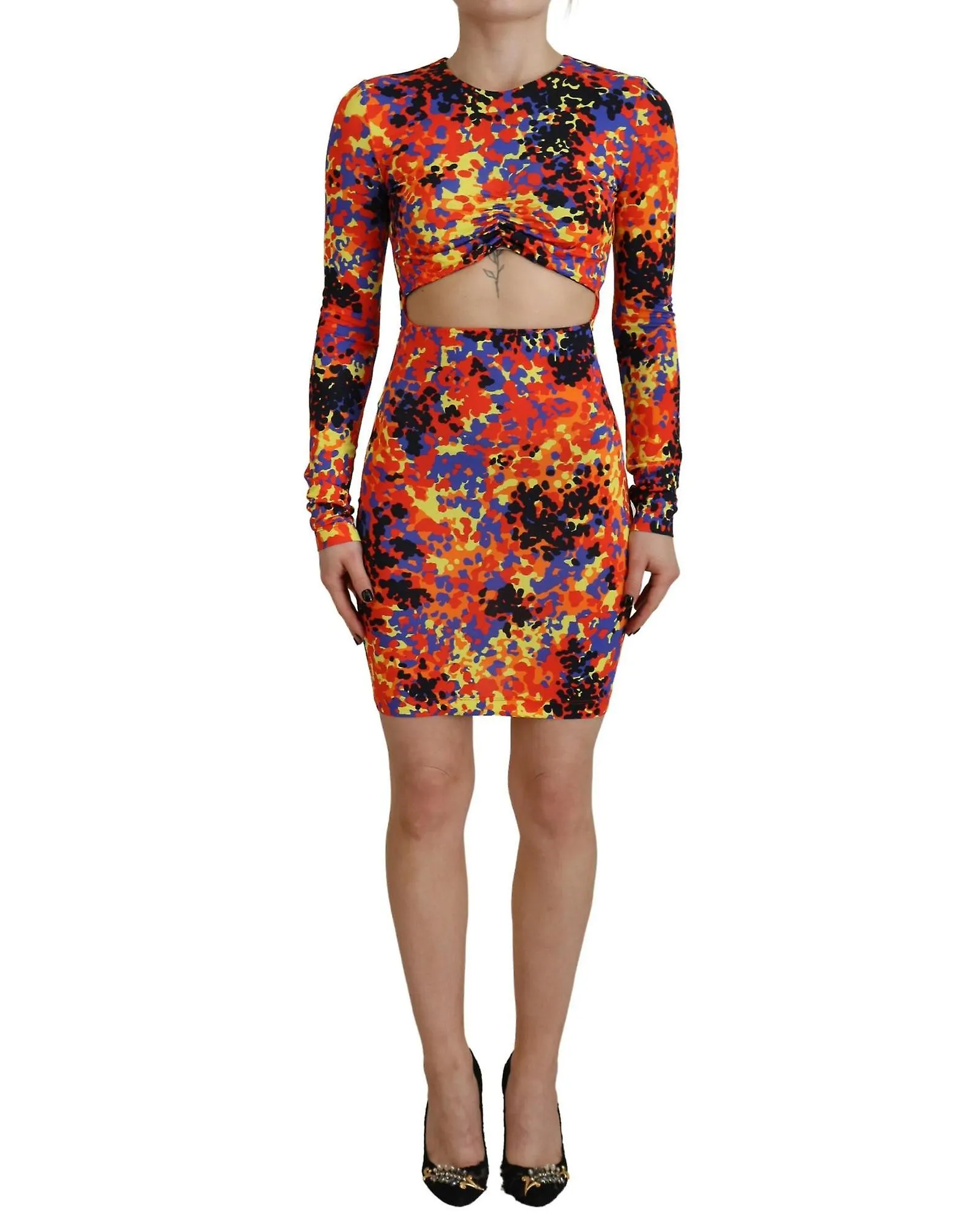 Dsquared² Batik Print Long Sleeve Bodycon Dress