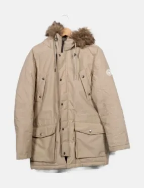 Jack & Jones Parka beige capucha pelo