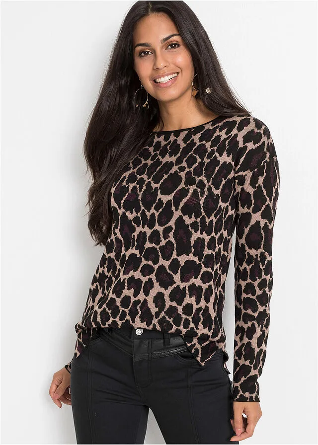 Jersey Estampado de leopardo en negro