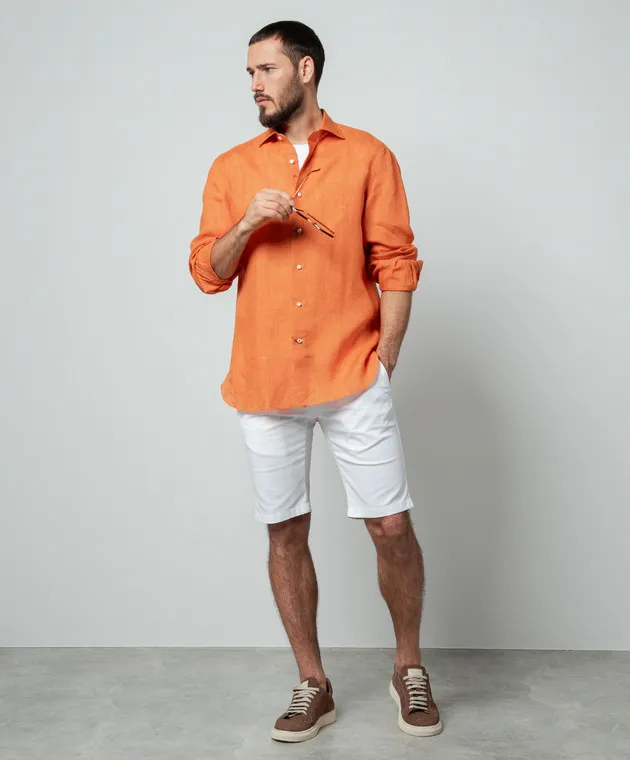 Kiton White shorts with silk