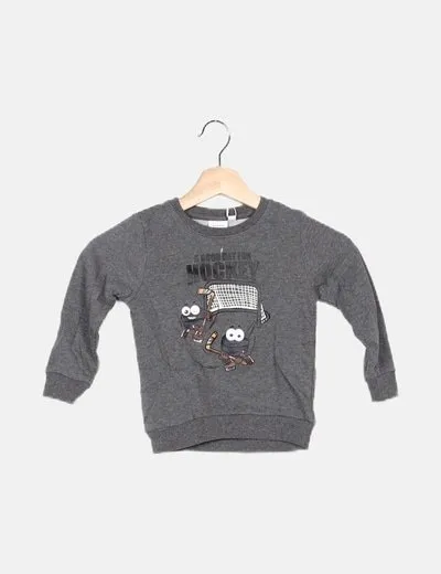 Name it Sudadera gris print dibujo