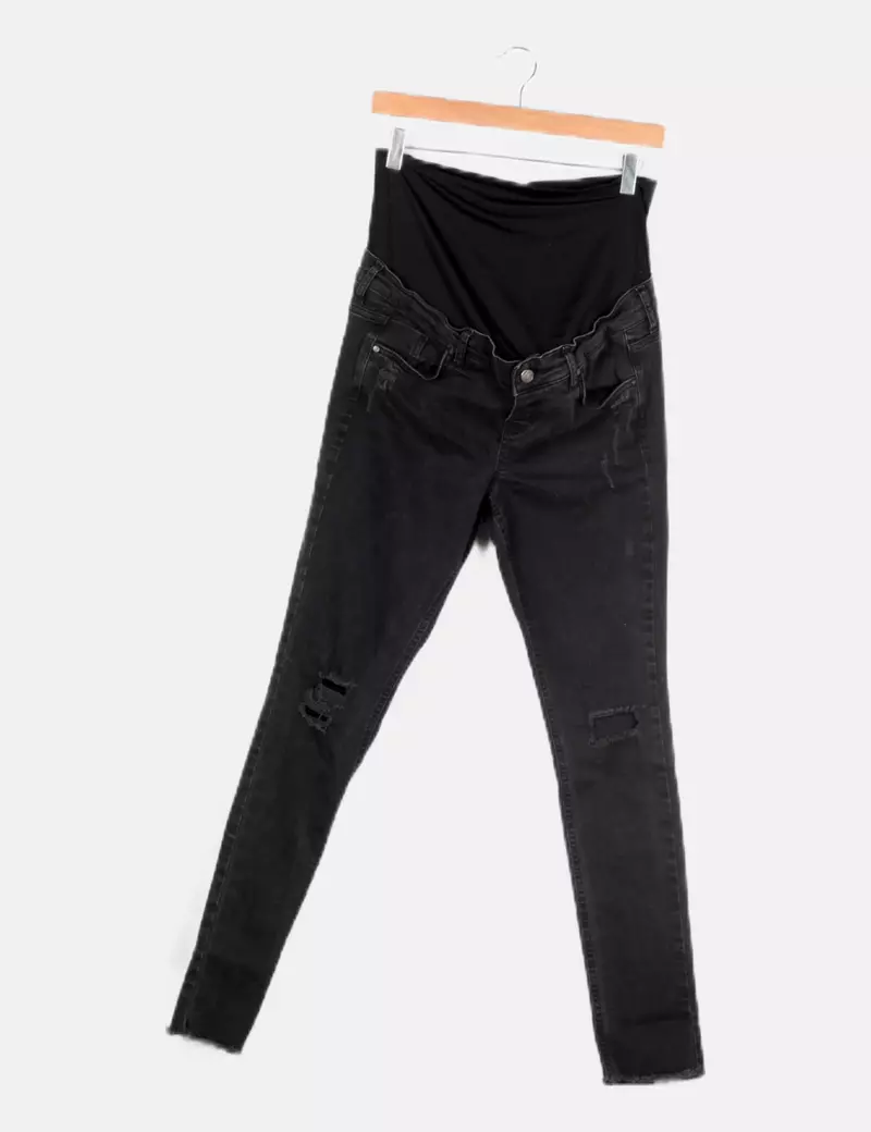 NoName Pantalón denim negro pemamá