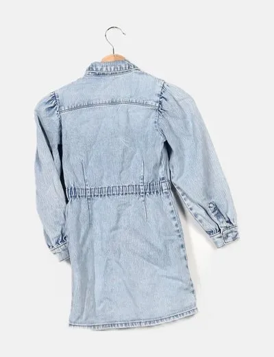 ONLY Vestido denim manga abullonada