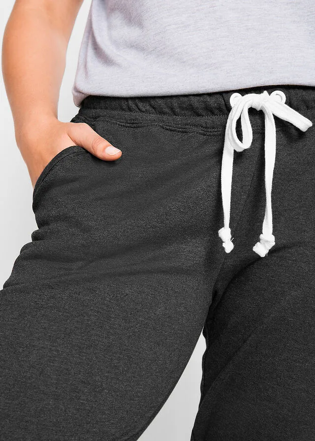 Pantalón de chándal con cordón y corte regular Negro jaspeado