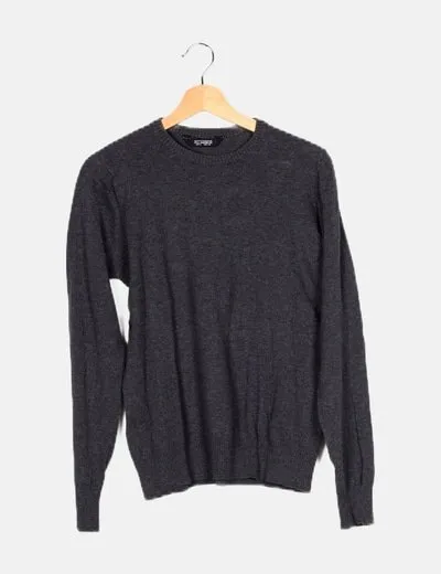 Pull&Bear Jersey gris oscuro básico