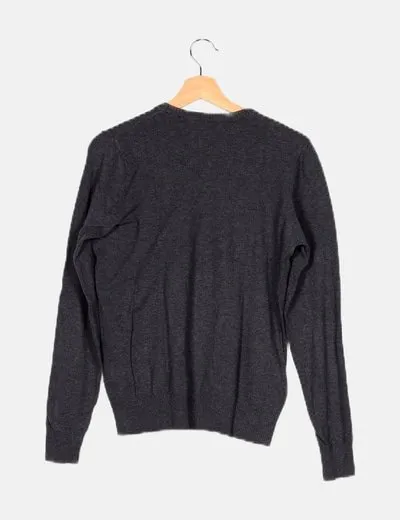 Pull&Bear Jersey gris oscuro básico