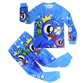 Roblox Rainbow Friends Print Kids Boys Girls Pajamas Set Long Sleeve T-shirt Pants Comfy Sleepwear Outfit