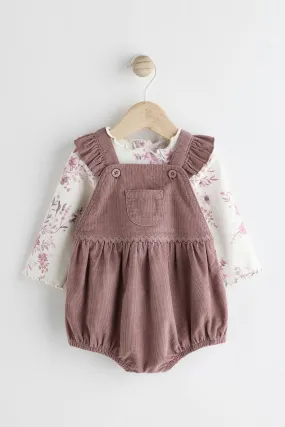 Rosa floral - Baby Bloomer Romper & Long Sleeve Bodysuit Set With Tights (0mths-3yrs)