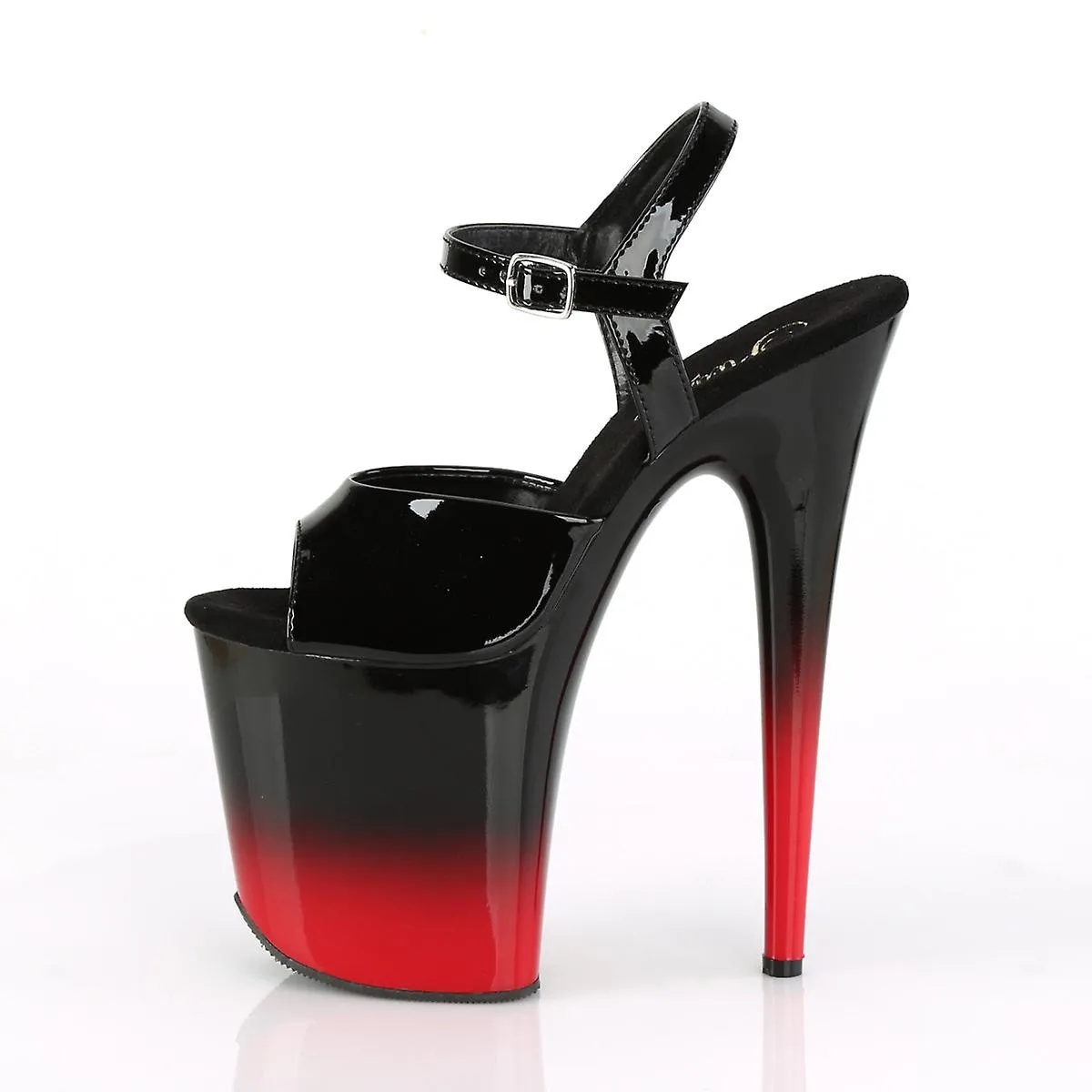 Sandalias de mujer Pleaser flamingo-809br-h blk pat/blk-red