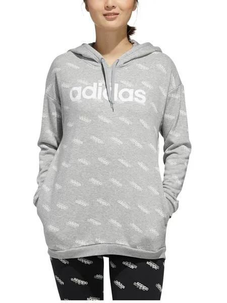 sudadera adidas logo gris mujer