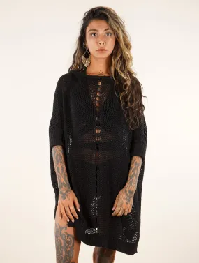 Vestido túnica calado Jaring, Negro