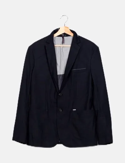 Zara Blazer negra texturizada manga larga