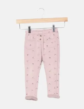 Zara Pantalón deportivo rosa estampado